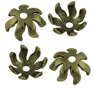 Lot de 25 coupelles metal bronze antique en forme de fleur-15mm